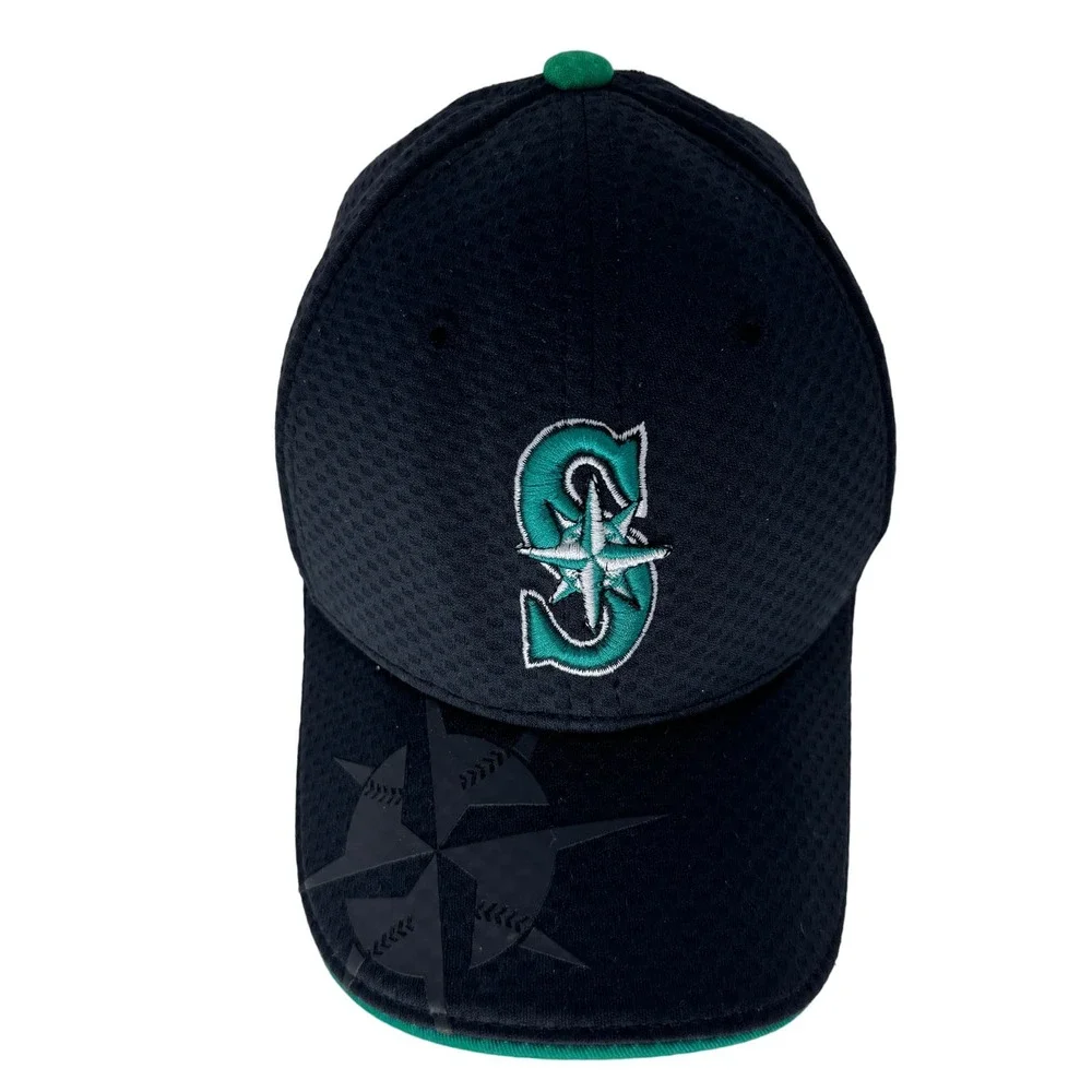 New Era MLB Seattle Mariners Fitted Hat 39THIRTY Embroidered Logo Black Youth OS